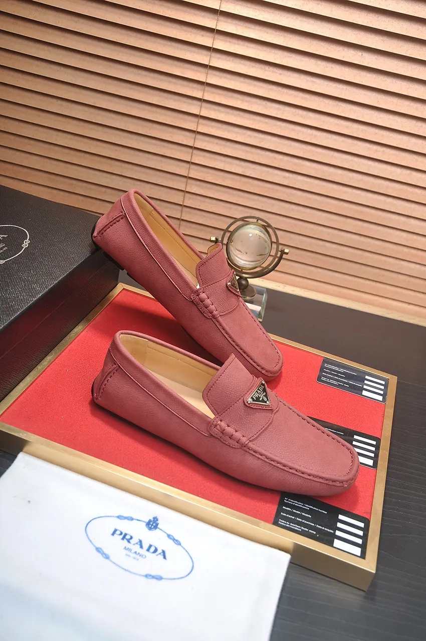 Men's Men's Shoes💰420💶【PRADA】 (High-end Niuli) New 🍀PRADA - Prada Doudou Shoes! Made of imported original cowhide, the inner top layer is comfortable cowhide lining! Original wear-resistant rubber outsole! High quality products! Code number 38-45 (45 customized)